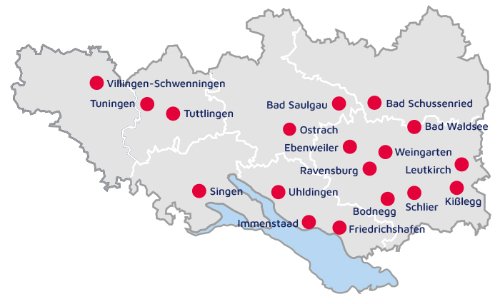 Standorte & Einrichtungen im Regionalverband Oberschwaben/Bodensee