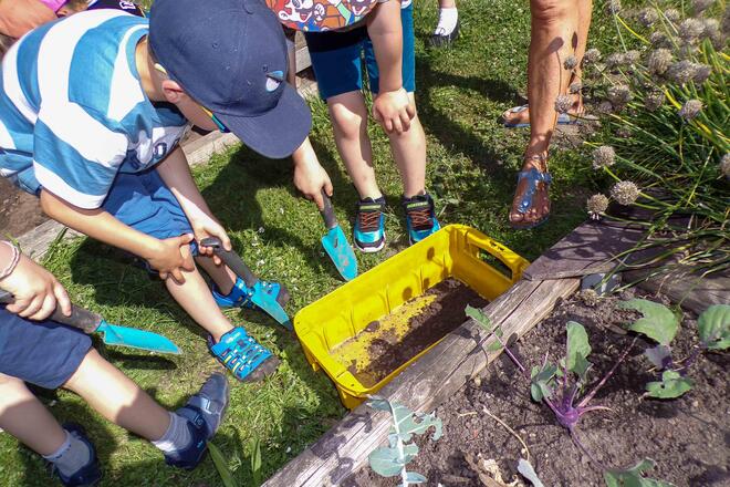 Ausflüge der Malenter Vorschulkinder Die Vorschulkinder der Johanniter-Kita Seehüpfer aus Malente besuchten den Eutiner Küchengarten.