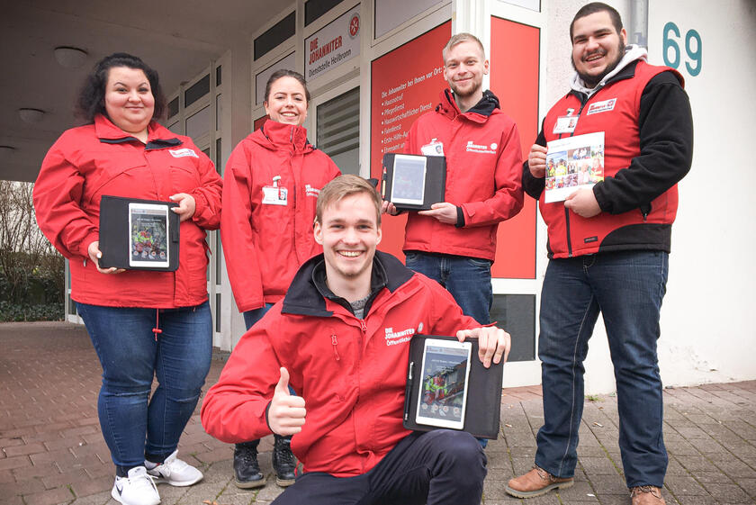 Die fünf Team-Mitglieder der Johanniter-Fördermitgliederwerbung im südlichen Rhein-Neckar-Kreis und der Region Mosbach.