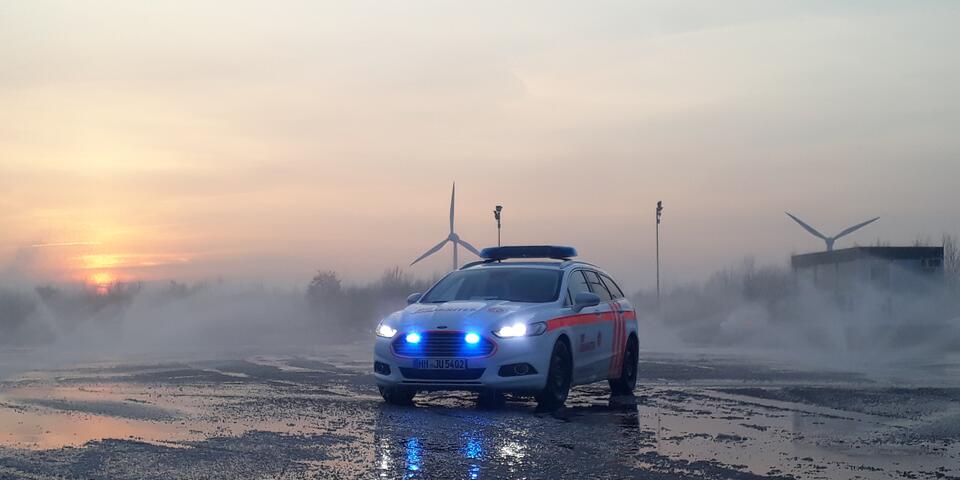 Unser MTD-Fahrzeug am Flughafen.