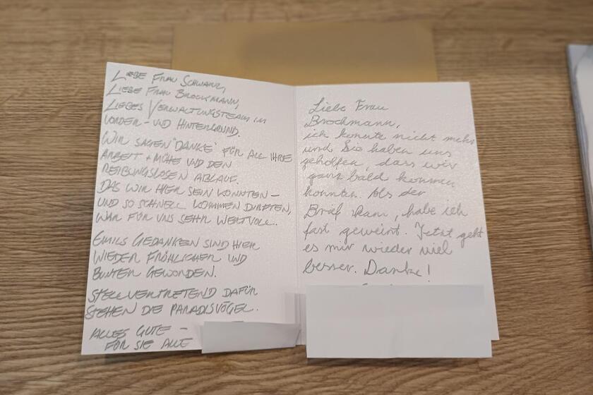 Dankeskarte mit Text von Mutter und Kind 