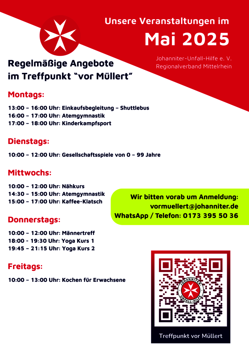 Unsere regelmäßigen Angebote im Treffpunkt "vor Müllert"