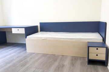 Blaues Zimmer im Wohnhaus für Kinder und Jugendliche