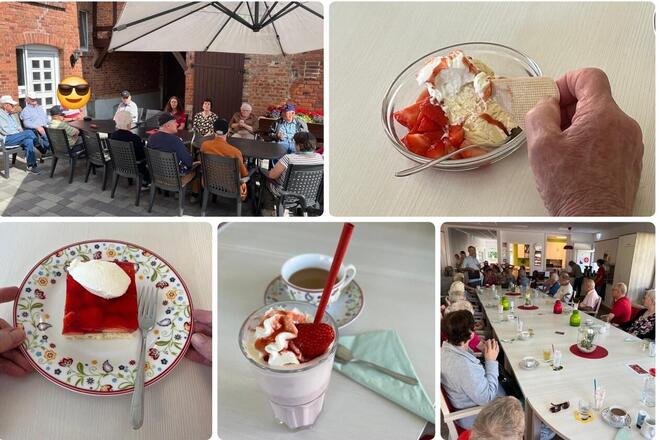 Impressionen rund um die Erdbeere: Erdbeerkuchen, Erdbeereis und Erdbeermilchshake