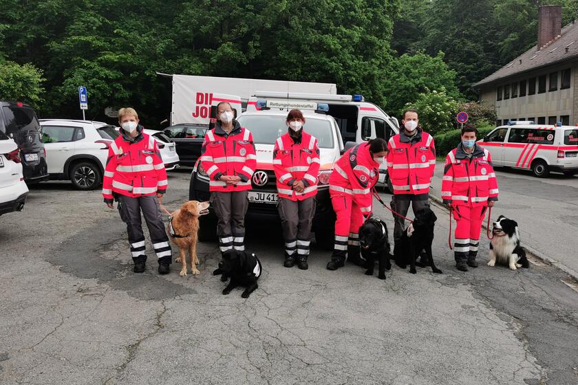 Sechs Einsatzkräfte und fünf Hunde 