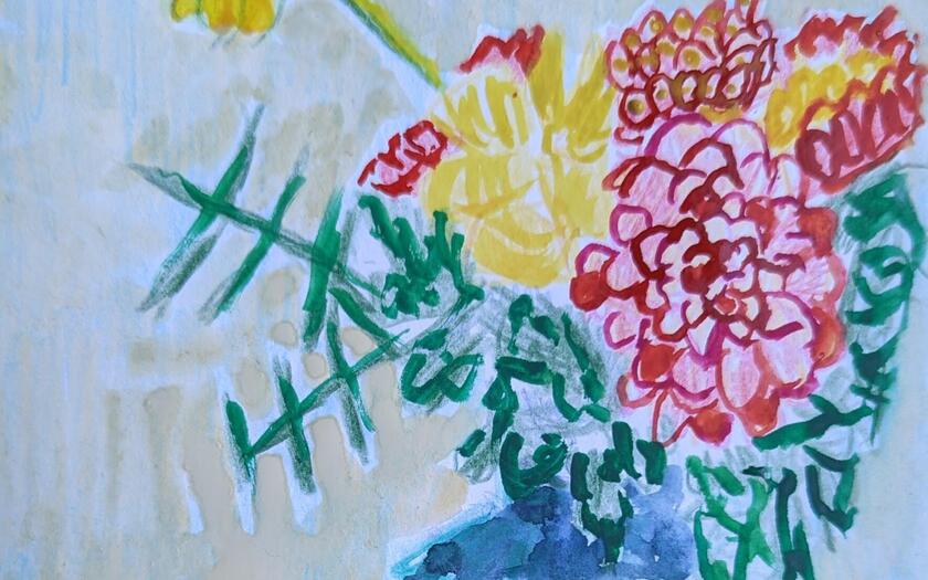 Aquarellgemälde Blumenstrauß