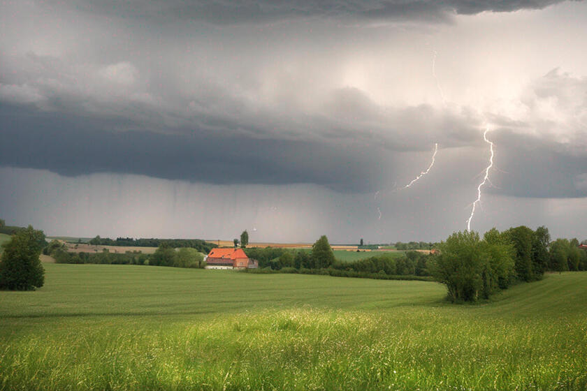 Brandenburgische Landschaft mit Gewitter