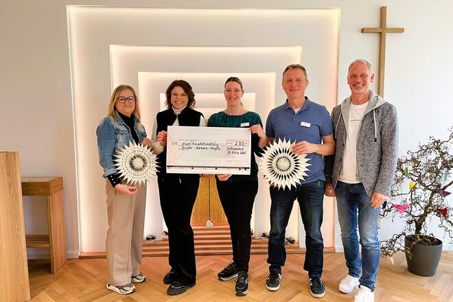 Spendencheckübergabe, Präsentation des Spendenchecks 