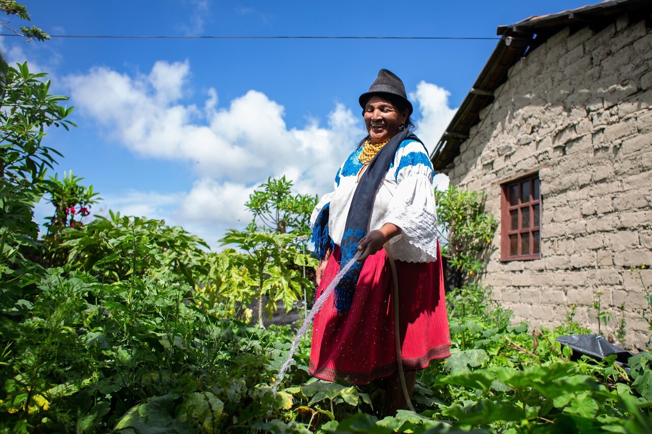 Indigenous female farmer in Ecuador