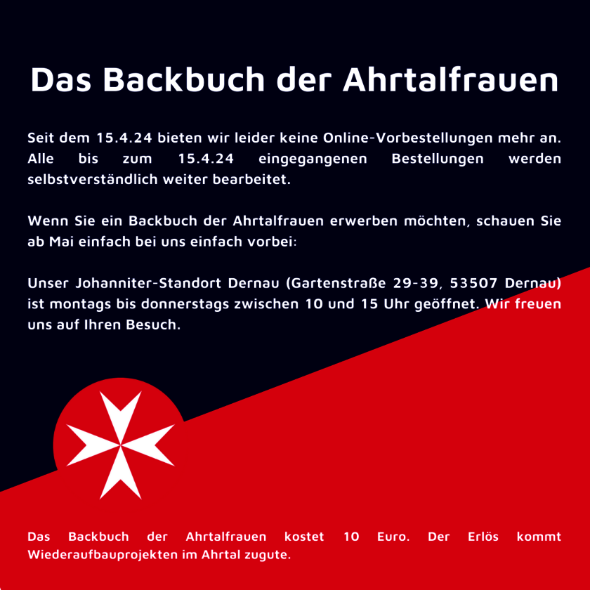 Update April 2024 Das Backbuch der Ahrtalfrauen Regionaler Verkauf Dernau