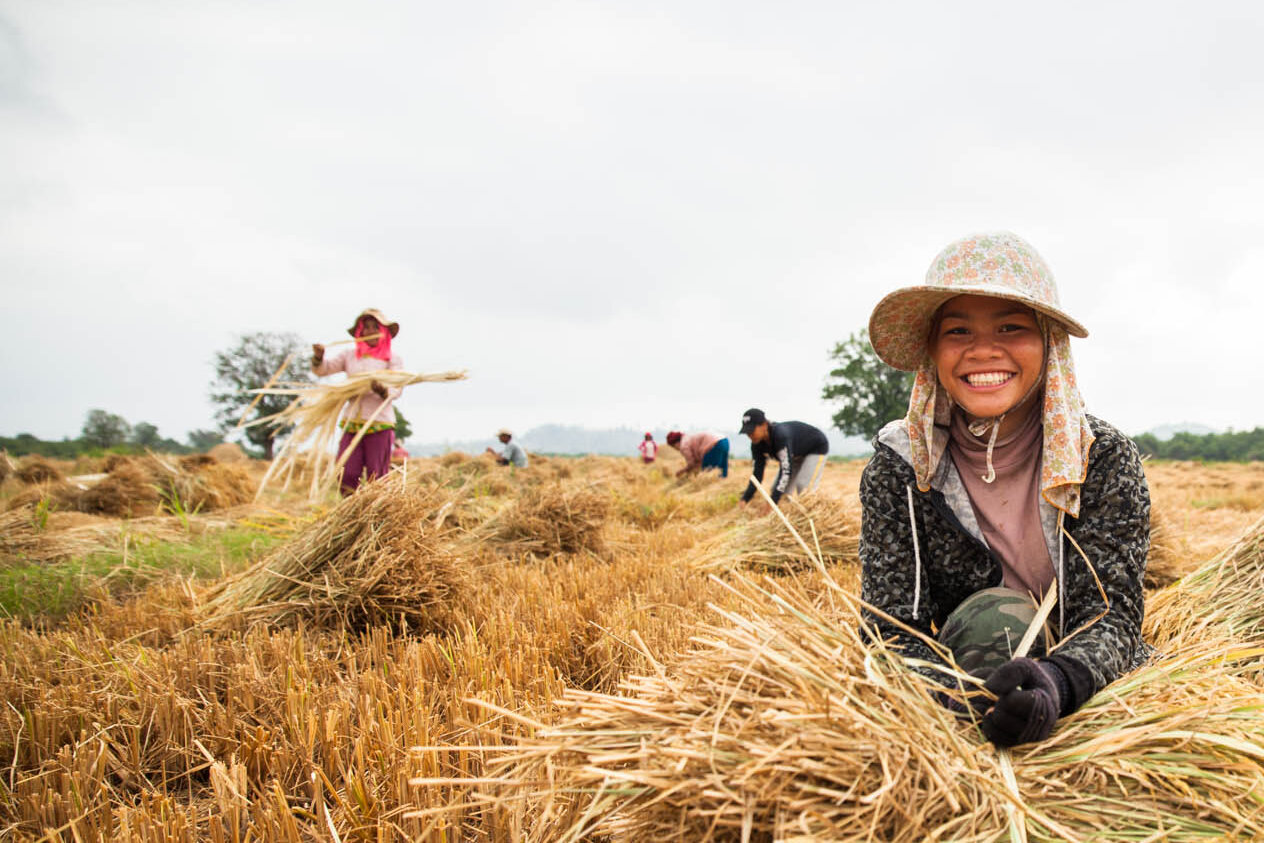 Girl on a field in Cambodia