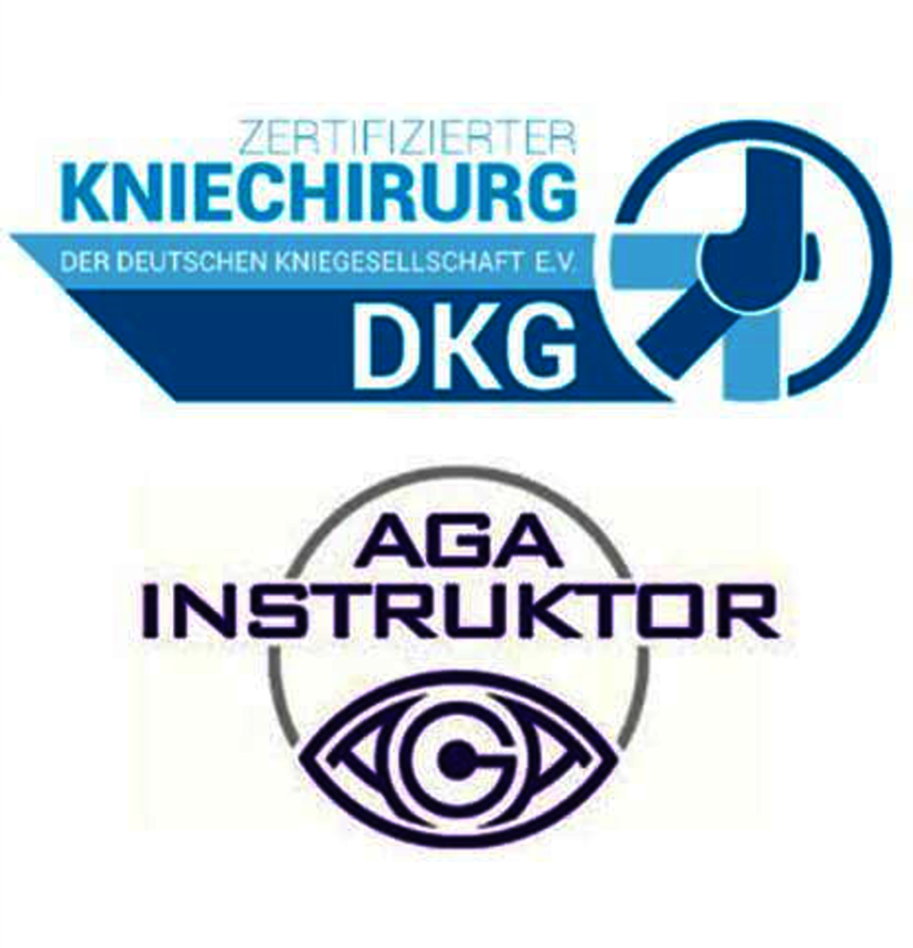 Auszeichnung Zertifizierter Kniechirurg sowie AGA Instruktor 